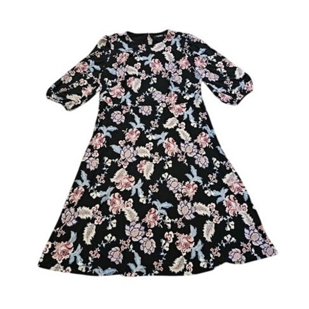 Lauren Ralph Lauren Floral Empire Waist Maxi Dress Size 18W Black Pink Blue